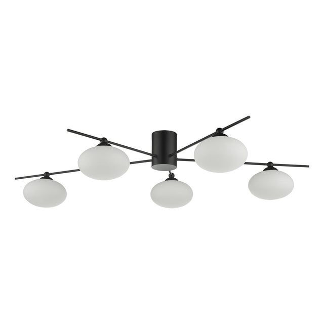 Jasper 5lt Semi Flush Matt Black Opal Glass