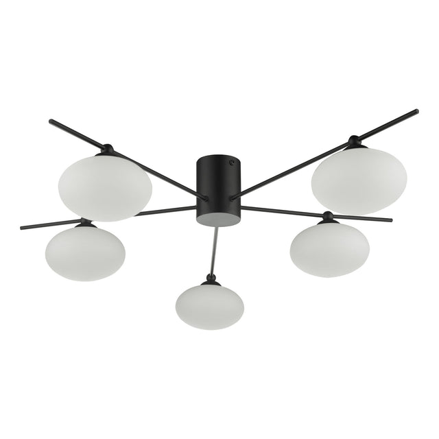 Jasper 5lt Semi Flush Matt Black Opal Glass