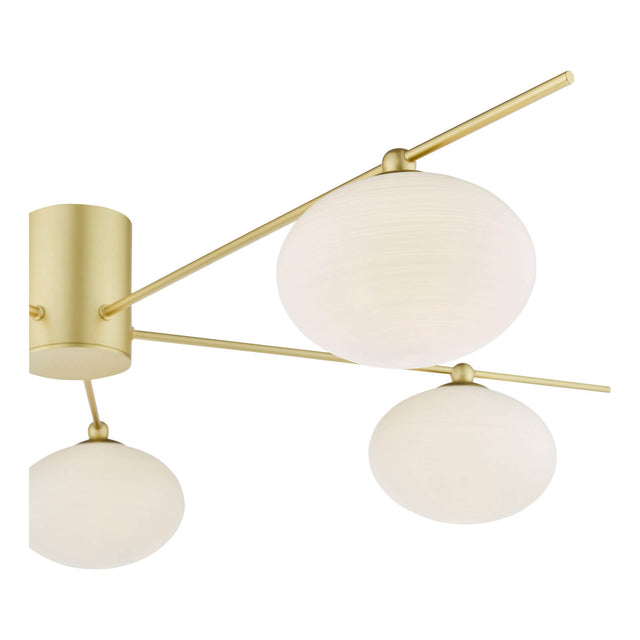 Jasper 5 Light Semi-Flush Satin Gold and Opal Glass