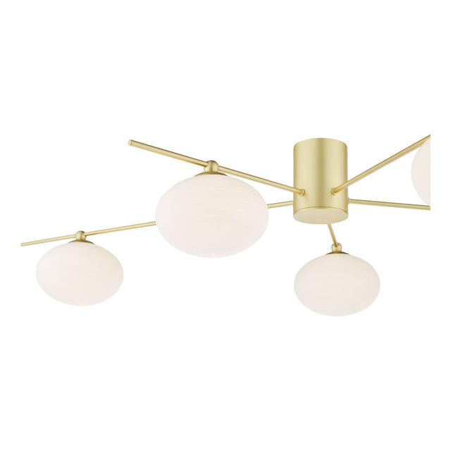 Jasper 5 Light Semi-Flush Satin Gold and Opal Glass