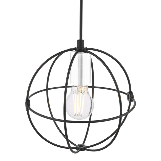 Javari 1 Light Pendant Matt Black/Polished Chrome