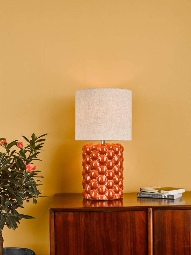 Jayden Table Lamp Orange Glaze With Shade