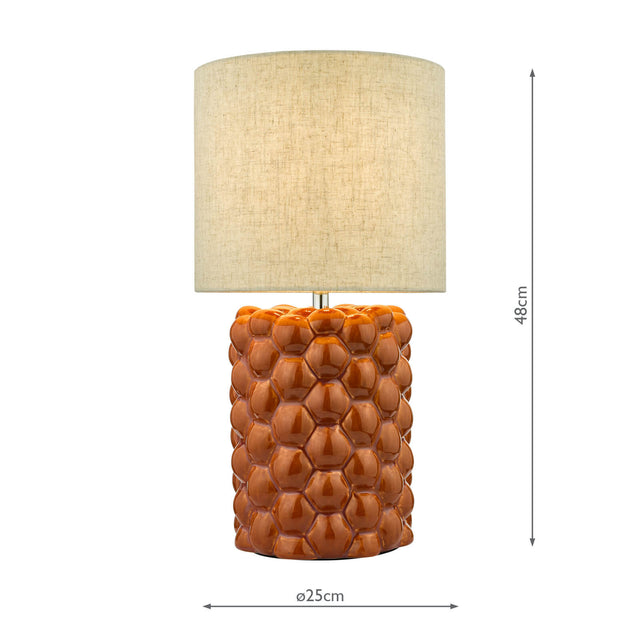 Jayden Table Lamp Orange Glaze With Shade