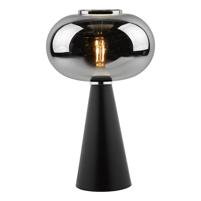 Jensen Table Lamp Smoked Glass Satin Black