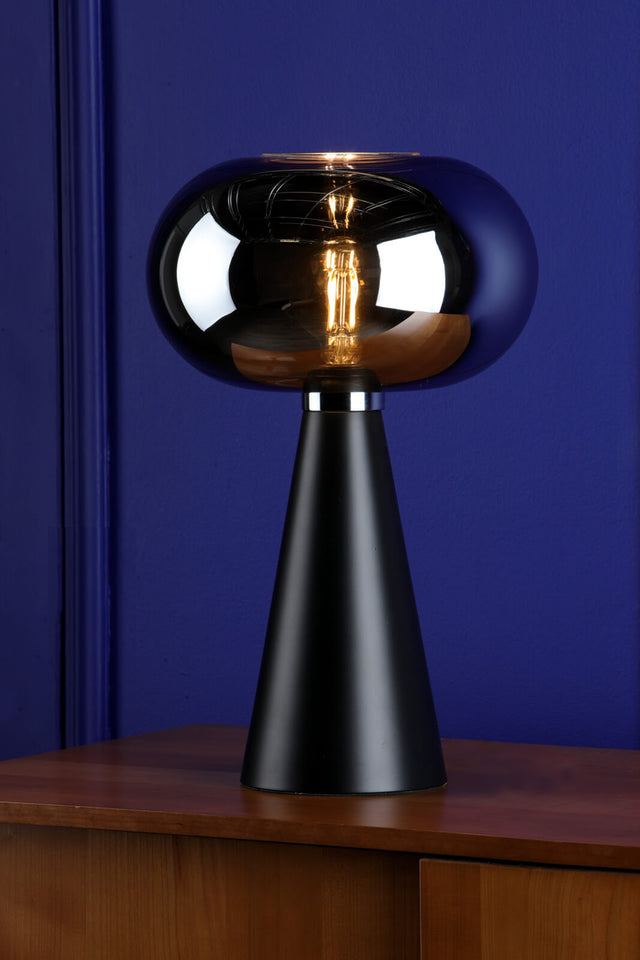 Jensen Table Lamp Smoked Glass Satin Black