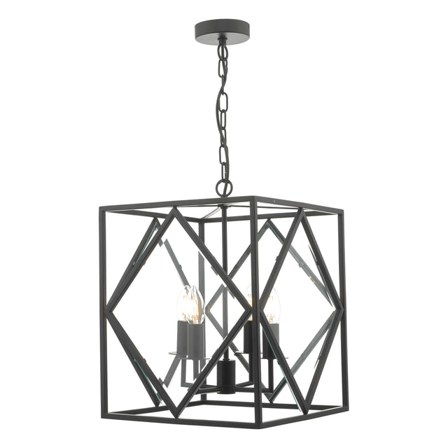 Jepsen 4 Light Lantern Black & Bevelled Edge Glass