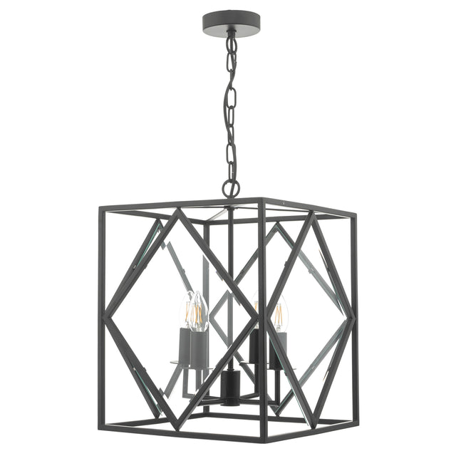 Jepsen 4 Light Lantern Black & Bevelled Edge Glass