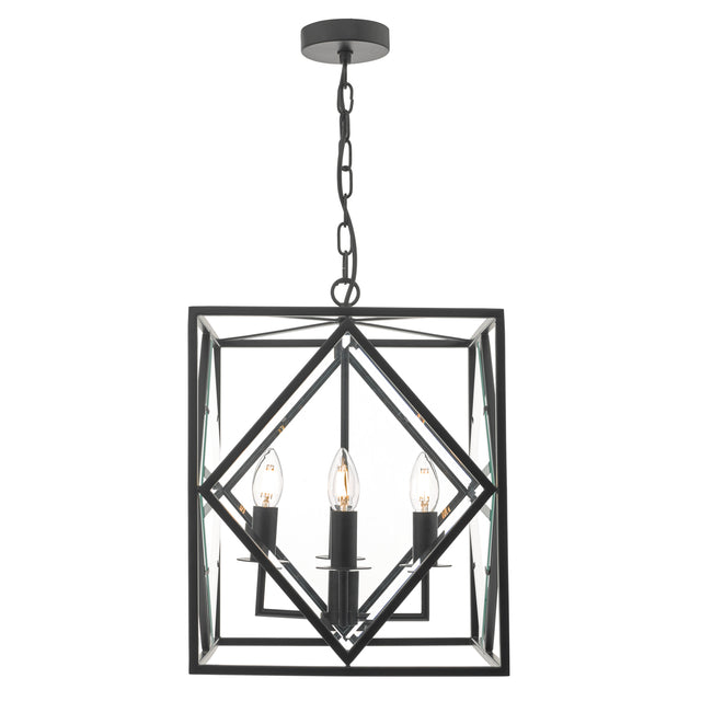 Jepsen 4 Light Lantern Black & Bevelled Edge Glass