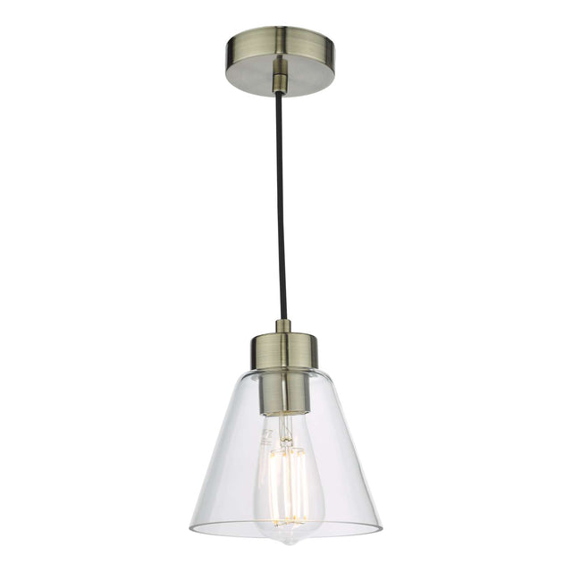 Jie 1 Light Pendant Antique Brass Glass