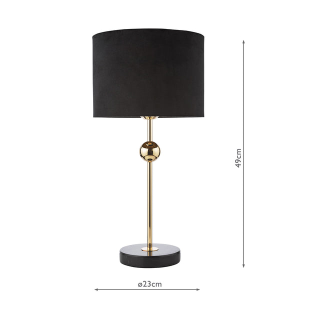 Jillian Table Lamp Marble and Polished Gold With Shade