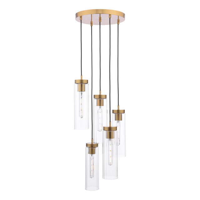 Jodelle 5 Light Cluster Pendant Polished Bronze and Glass