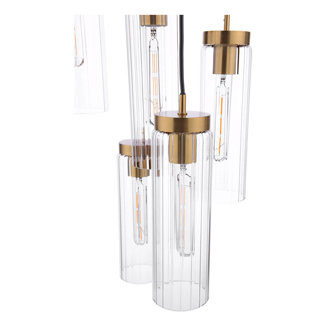 Jodelle 5 Light Cluster Pendant Polished Bronze and Glass