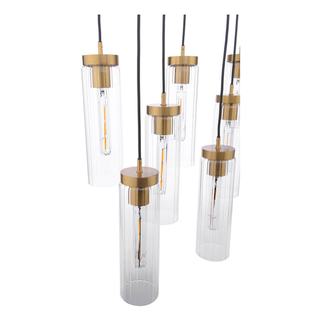 Jodelle 11 Light Bar Pendant Polished Bronze and Glass