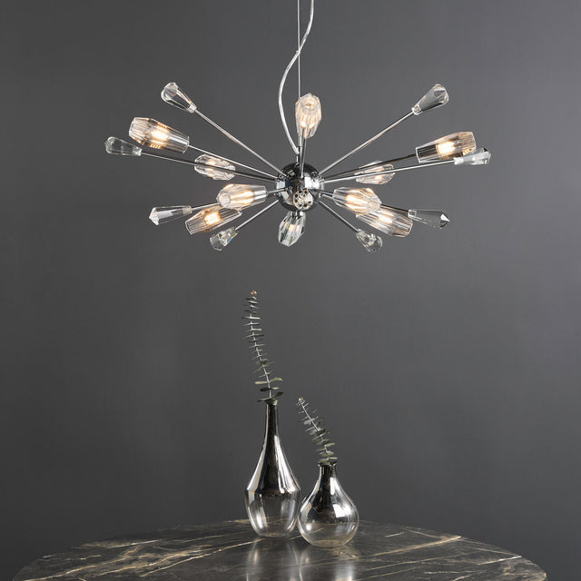 Kalyssa 10 Light Pendant Polished Chrome and Glass