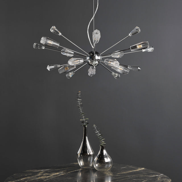 Kalyssa 10 Light Pendant Polished Chrome and Glass