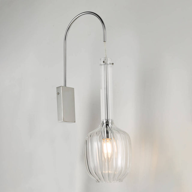 Kasha Single Wall Light Clear Glass & Polished Chrome