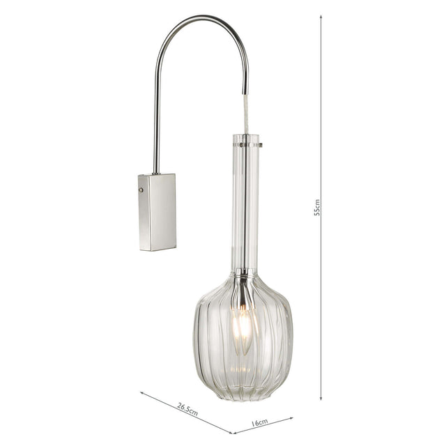 Kasha Single Wall Light Clear Glass & Polished Chrome