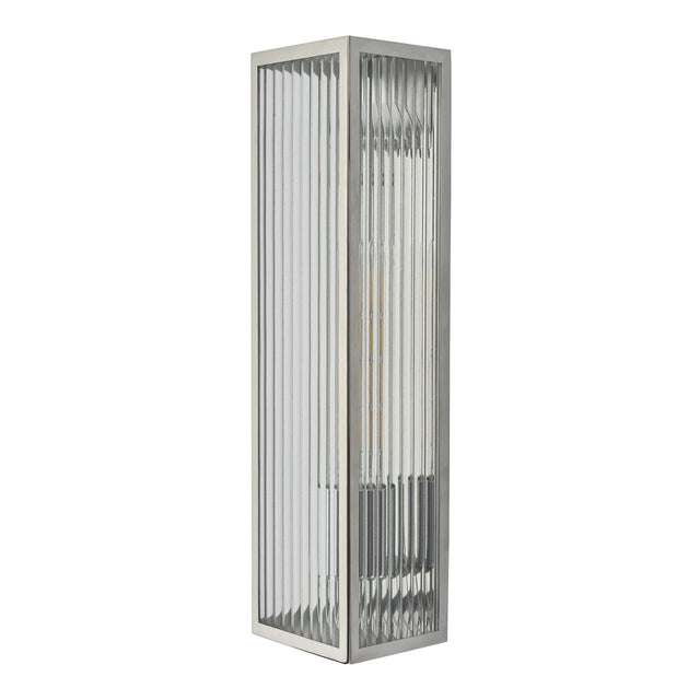 Keegan Large Bathroom Wall Light Polished Stainless Steel Glass IP44