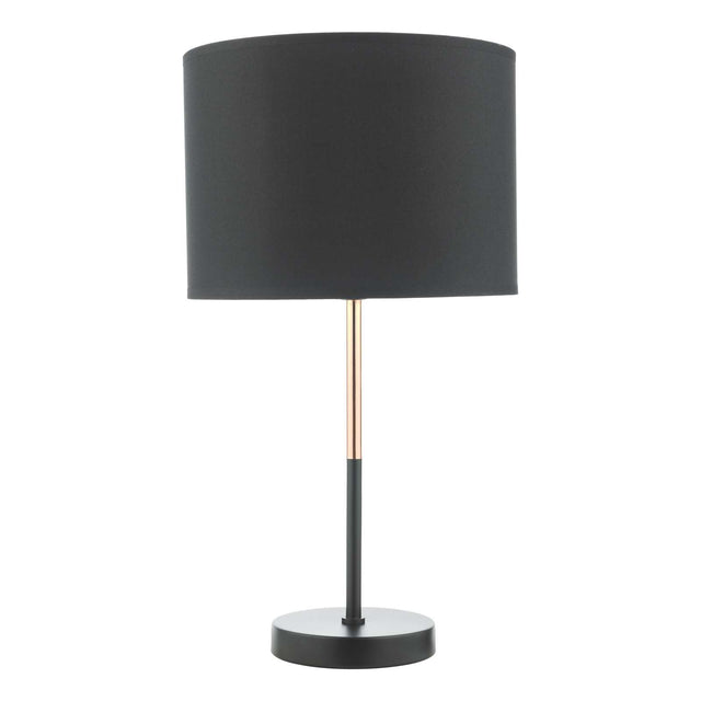 Kelso Table Lamp Matt Black Polished Copper With Shade