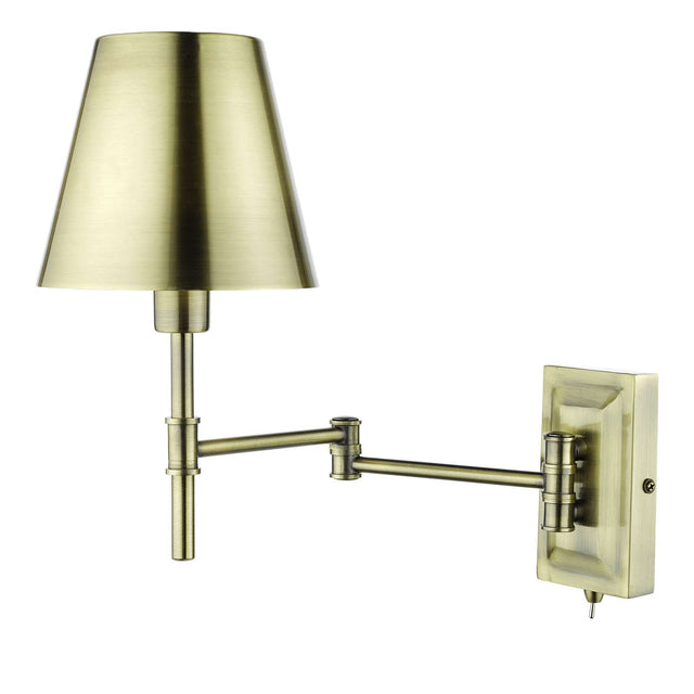 Kensington 1 Light Swing Arm Wall Light Antique Brass