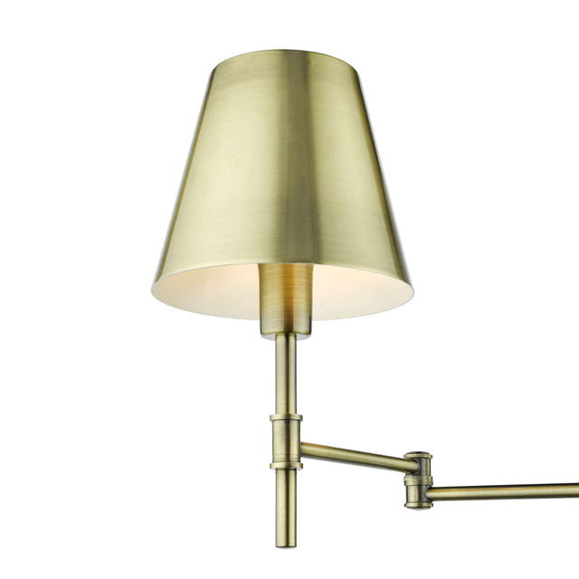 Kensington 1 Light Swing Arm Wall Light Antique Brass