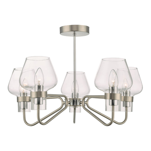 Keta 5 Light Semi Flush Satin Chrome & Polished Chrome