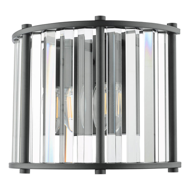 Kiran 2 Light Wall Light Satin Black and Crystal