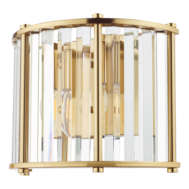 Kiran 2 Light Wall Light Natural Brass and Crystal