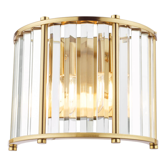 Kiran 2 Light Wall Light Natural Brass and Crystal