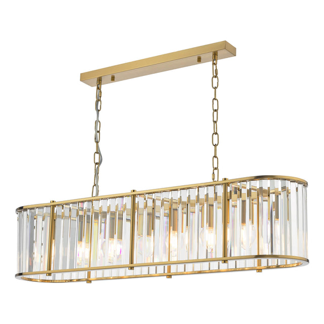 Kiran 7 Light Bar Pendant Natural Brass and Crystal