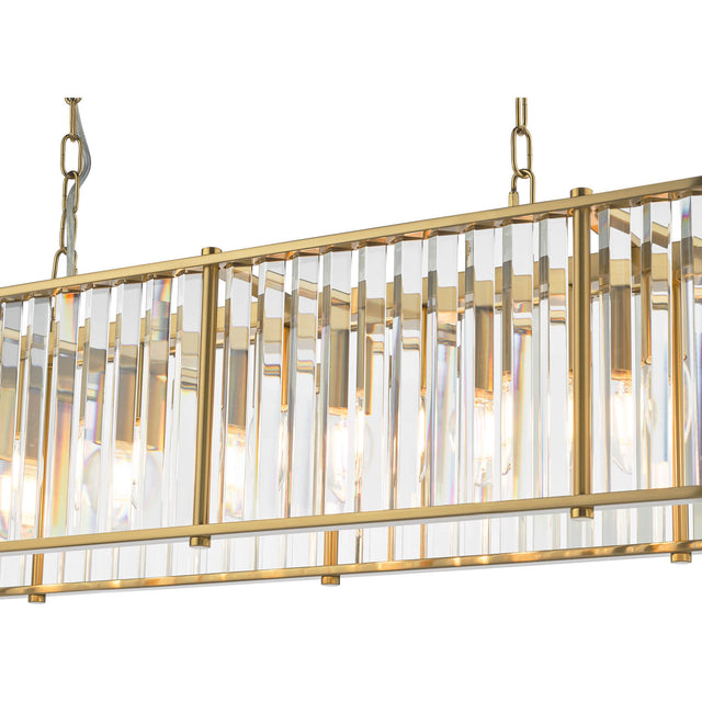 Kiran 7 Light Bar Pendant Natural Brass and Crystal