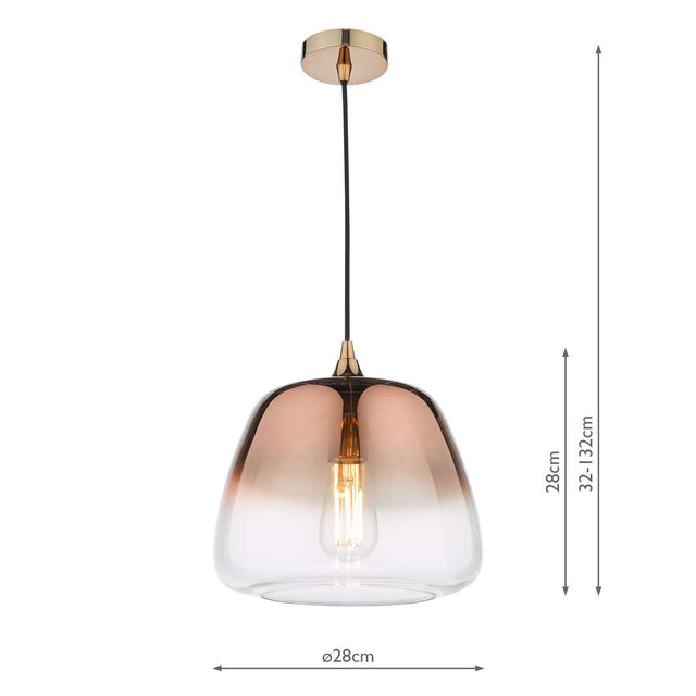 Klaxon 1 Light Pendant Ombre Copper Glass