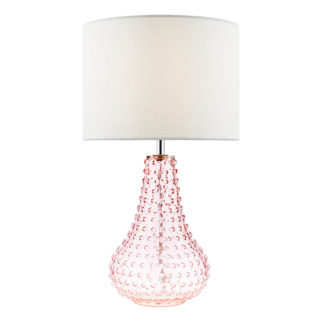 Kristina Table Lamp Pink Glass With Shade