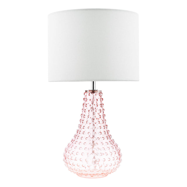 Kristina Table Lamp Pink Glass With Shade