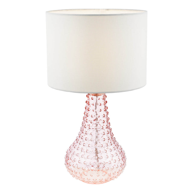 Kristina Table Lamp Pink Glass With Shade