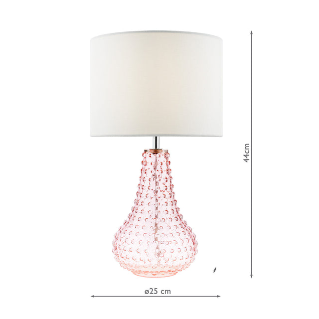 Kristina Table Lamp Pink Glass With Shade