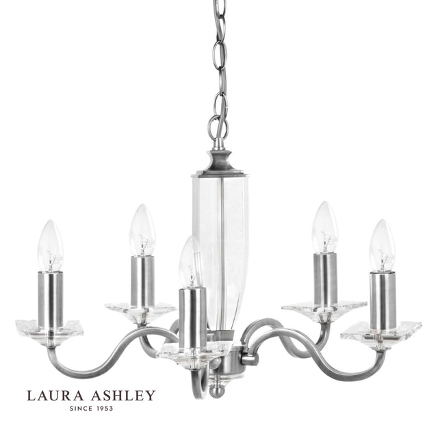 Laura Ashley Carson 5lt Chandelier Cut Glass & Polished Nickel