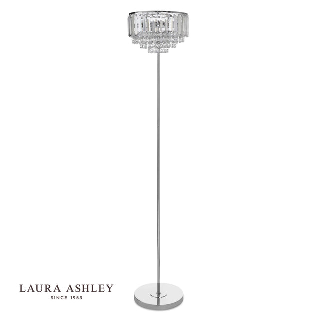 Laura Ashley Vienna 3lt Floor Lamp Crystal & Polished Chrome