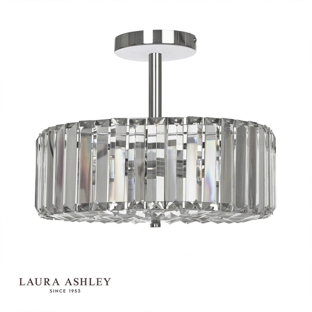 Laura Ashley Fernhurst 3lt Semi Flush Polished Chrome Glass