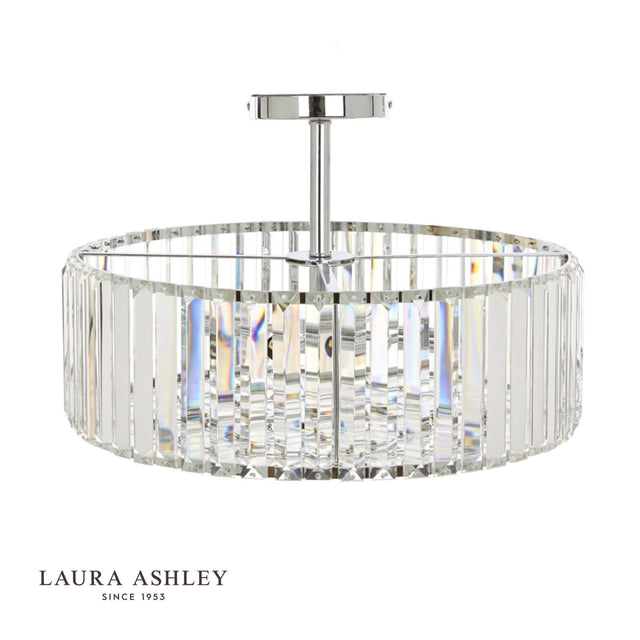 Laura Ashley Fernhurst 4lt Semi Flush Polished Chrome Glass