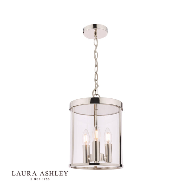 Laura Ashley Selbourne 3lt Lantern Polished Nickel Glass