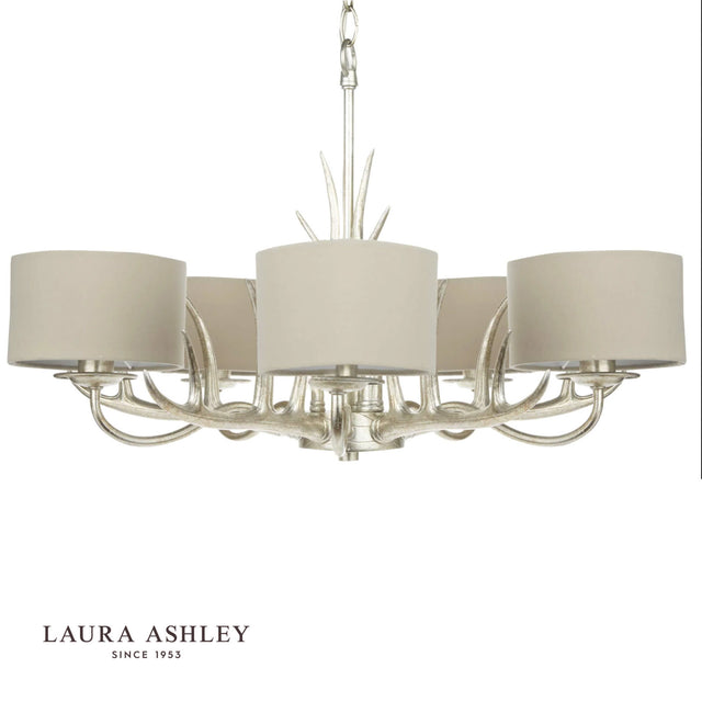 Laura Ashley Mulroy 5lt Antler Chandelier Champagne With Shades