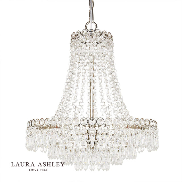 Laura Ashley Enid 5lt Chandelier Polished Nickel & Cut Glass