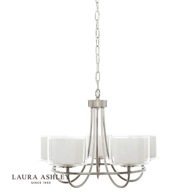 Laura Ashley Southwell 5lt Chandelier Polished Nickel & Glass Shades