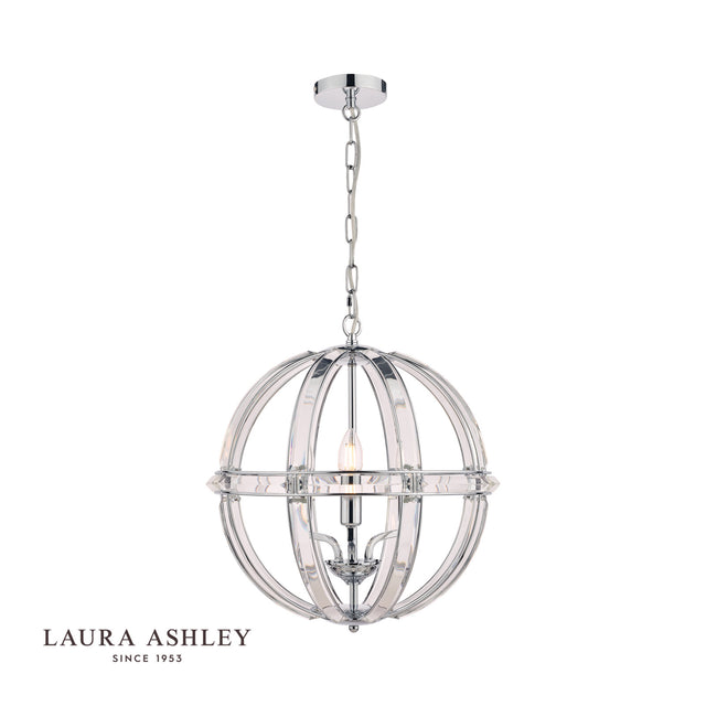 Laura Ashley Aidan Glass & Polished Chrome 3 Light Globe Chandelier