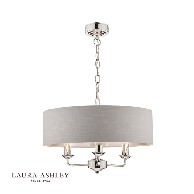 Laura Ashley Sorrento 3lt Pendant Polished Nickel With Silver Shade