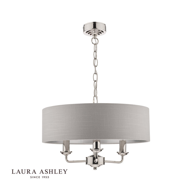 Laura Ashley Sorrento 3lt Pendant Polished Nickel With Silver Shade