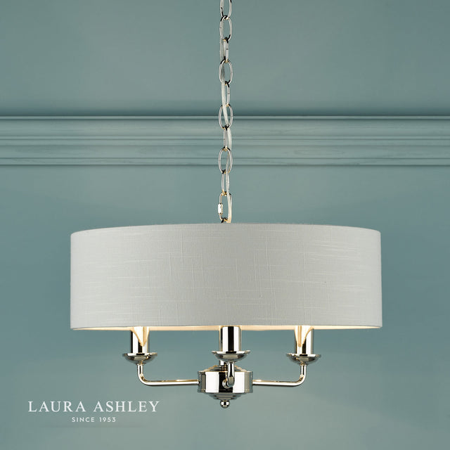 Laura Ashley Sorrento 3lt Pendant Polished Nickel With Silver Shade