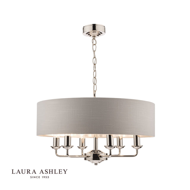 Laura Ashley Sorrento 6lt Pendant Polished Nickel With Silver Shade