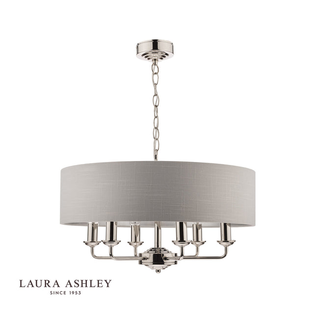 Laura Ashley Sorrento 6lt Pendant Polished Nickel With Silver Shade